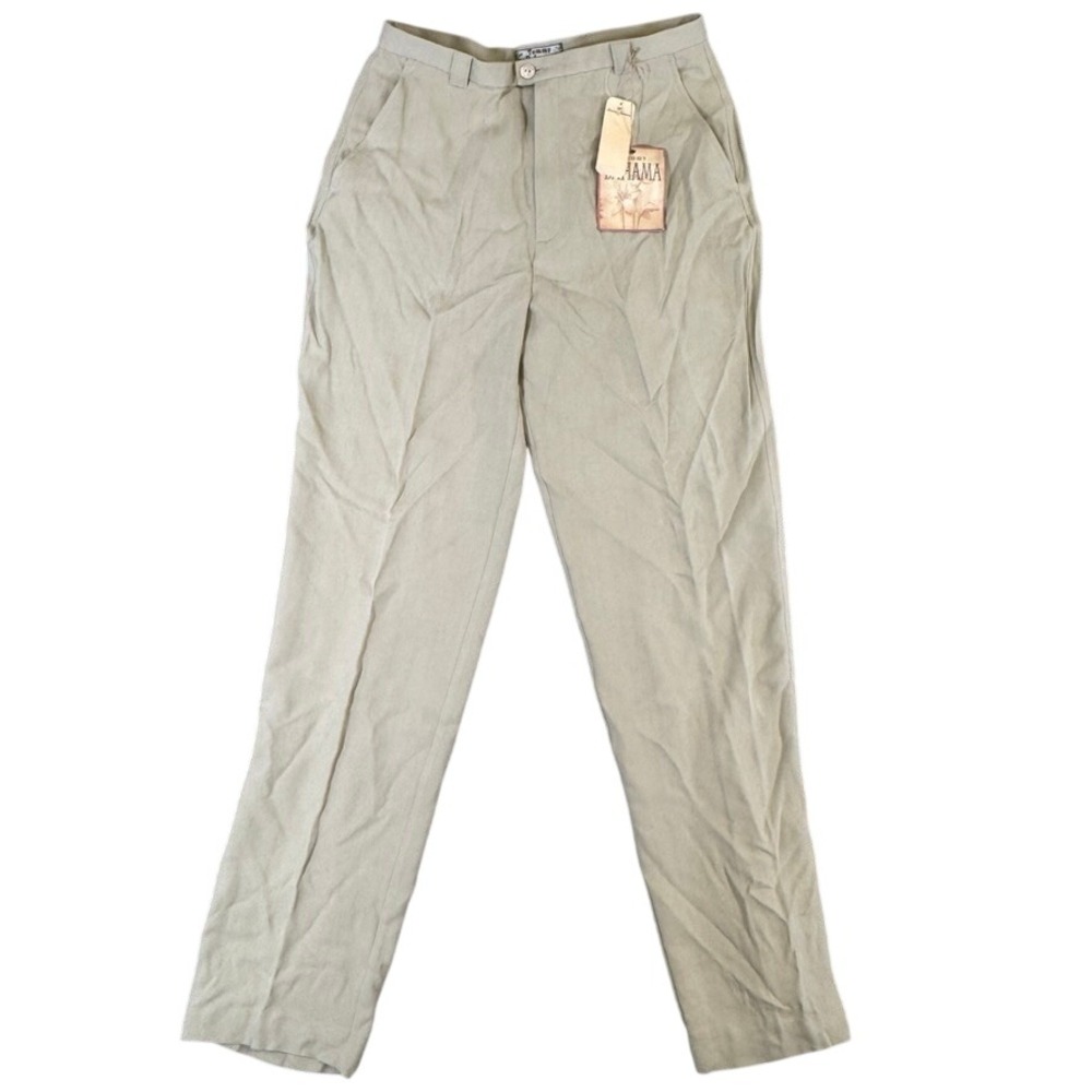 NWT Tommy Bahama Cayman Classic Pants 8 100% Silk Herringbone Beige TW1148 NWT
